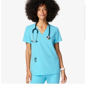 Figs Neon Blue XXS Casma three pocket top